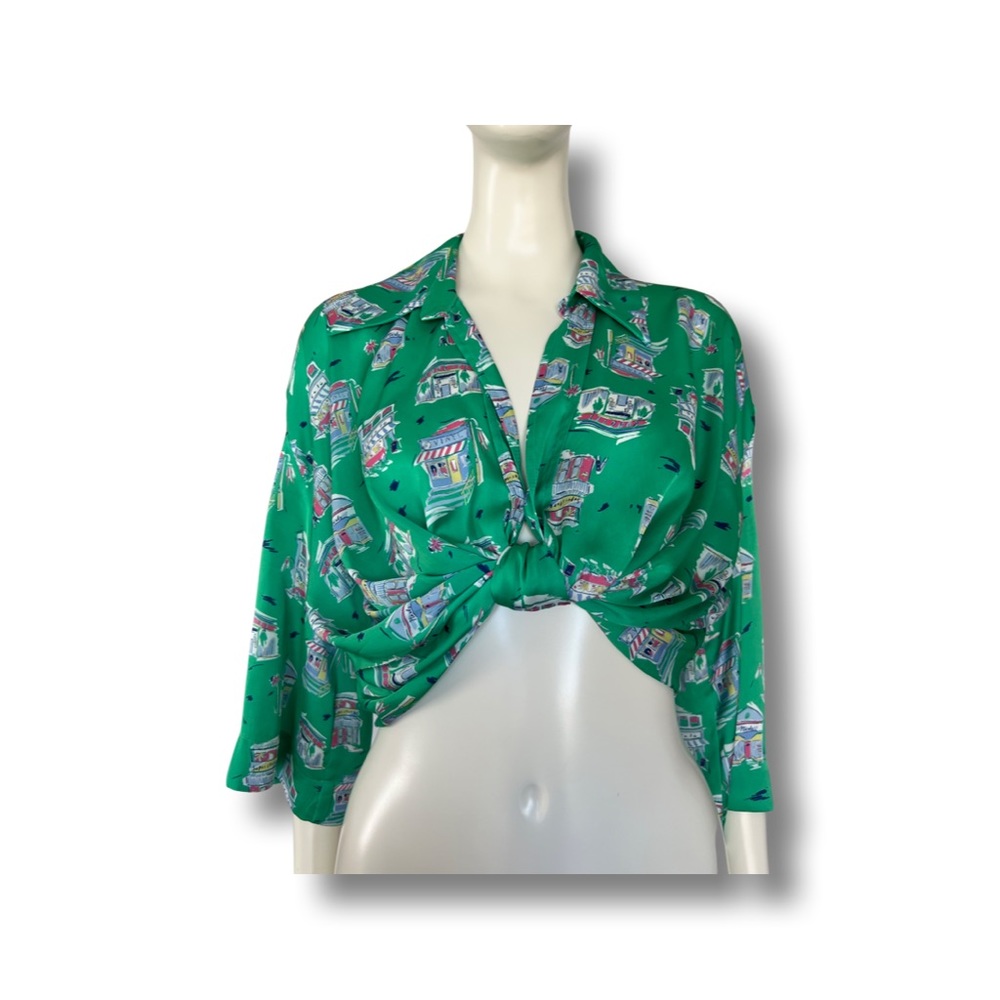 Zara Print Twist Front Top